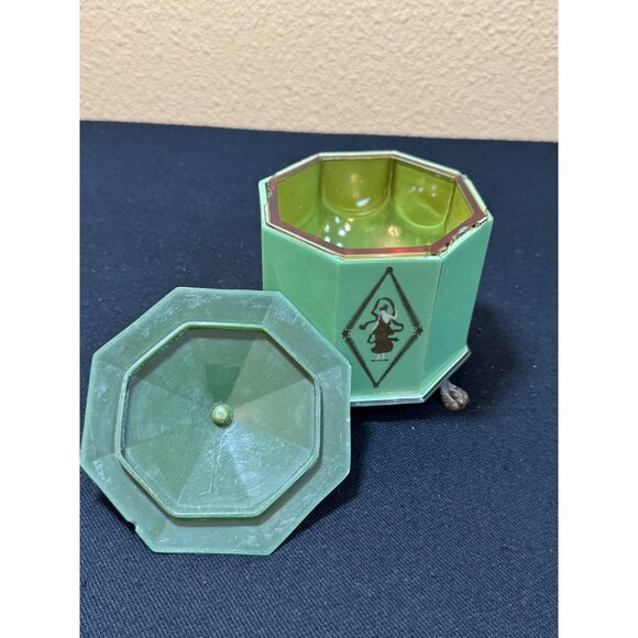 Lucite by Empire Dresser Box with Amber Glass Insert Lid Base Stamped On… - Picture 2 of 15